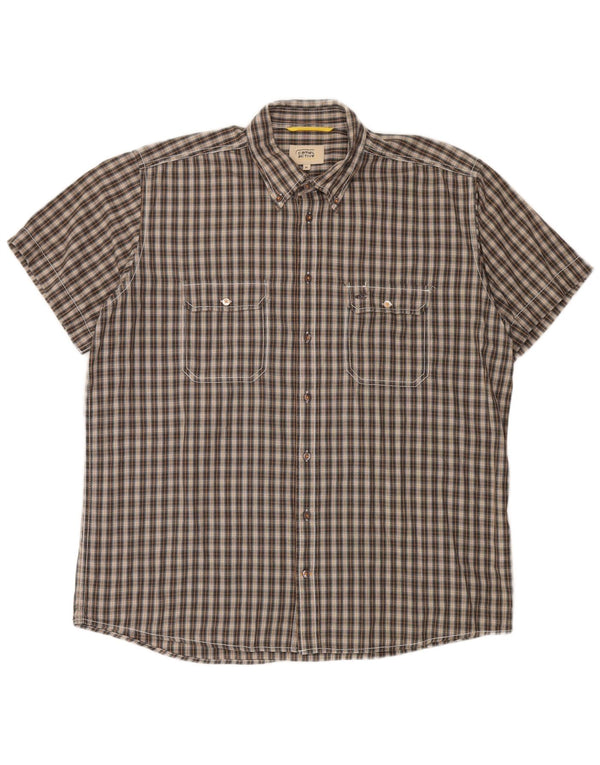 Camel Active Herren-Kurzarmhemd XL, braun kariert, Baumwolle