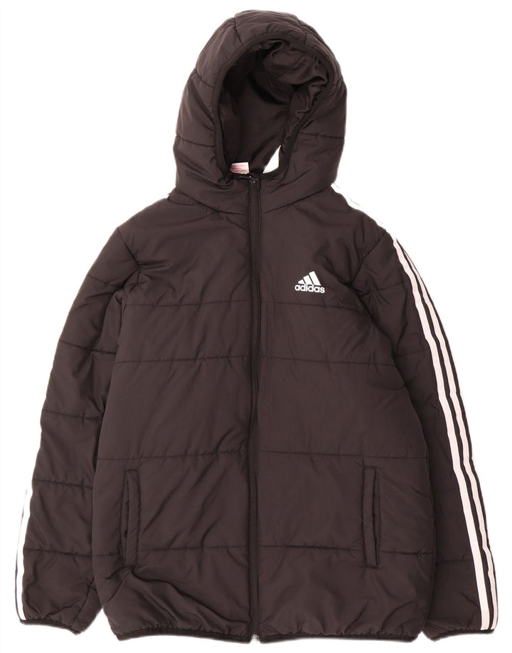 Adidas Jungen gepolsterte Kapuzenjacke 13–14 Jahre, schwarzes Polyester