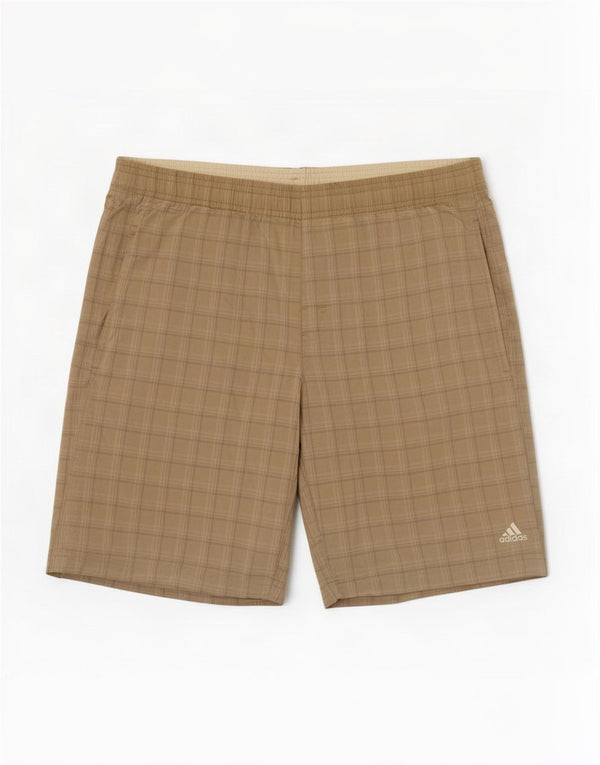 Adidas Herren-Badeshorts, groß, beige, kariert, Polyester