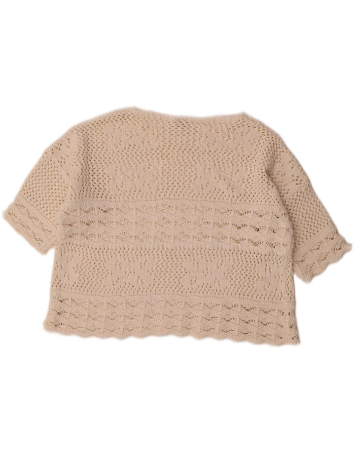 Redok Damen-Pullover mit bauchfreiem U-Boot-Ausschnitt, Gr. 14, Mittel, gebrochenes Weiß
