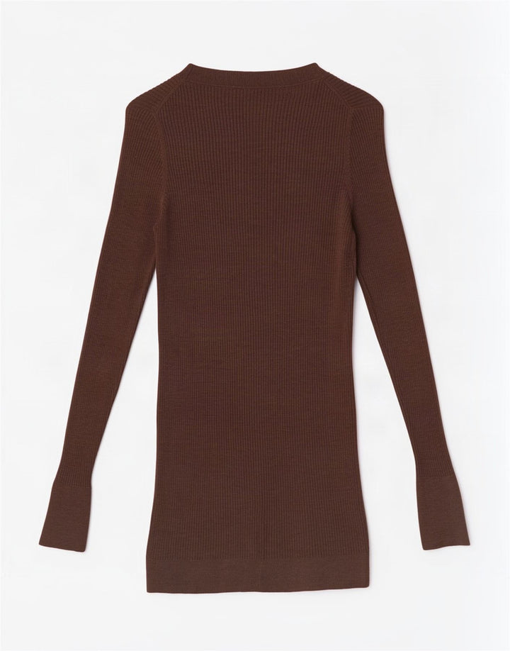Massimo Dutti Damen-Longline-Cardigan-Pullover UK 10 Kleine braune Wolle