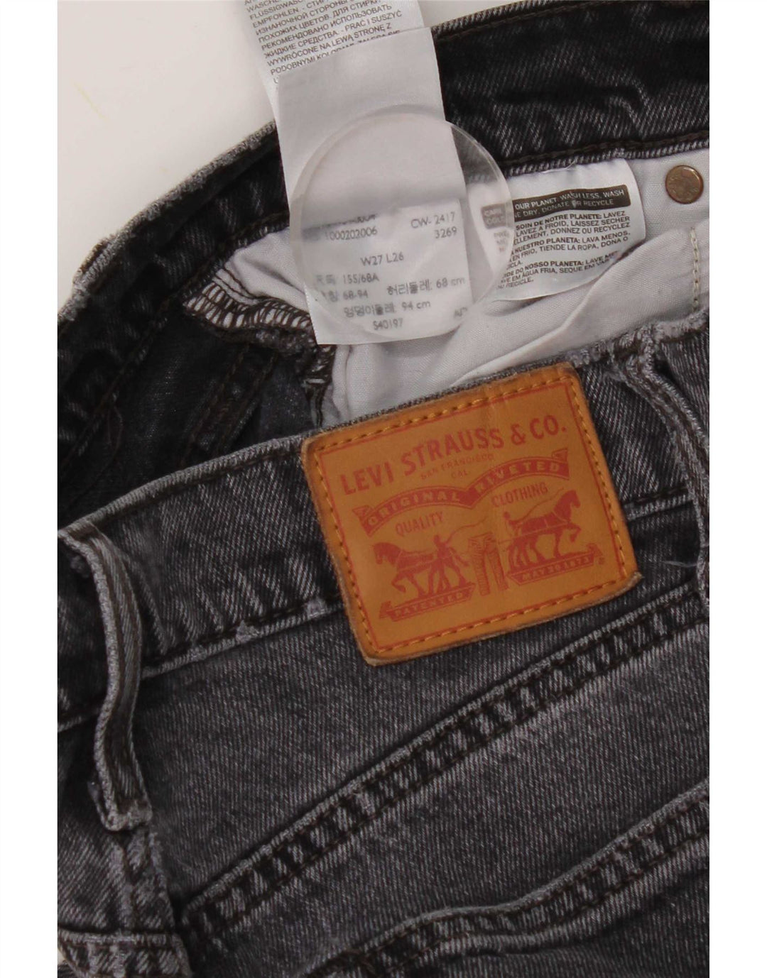 Levi's Damen Straight Jeans W27 L26 Graue Baumwolle
