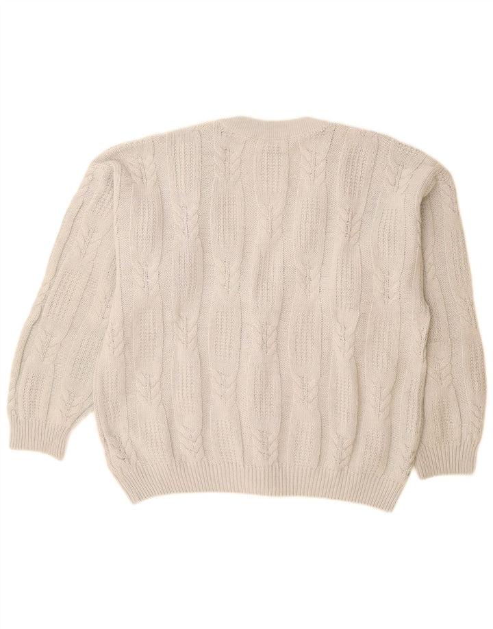 GIO FERRARI Herren-Strickjacke IT 52 Große cremefarbene Alpakawolle