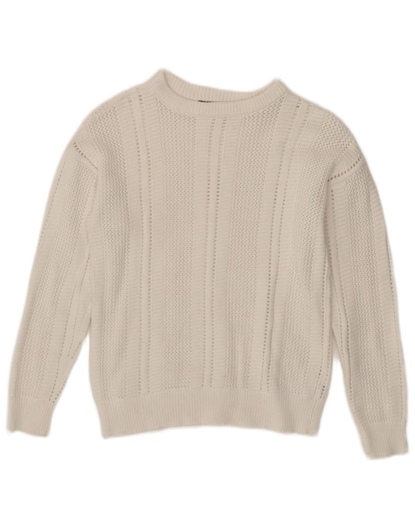 Marks & Spencer Damen-Pullover mit U-Boot-Ausschnitt, UK 6 XS, weiße Baumwolle