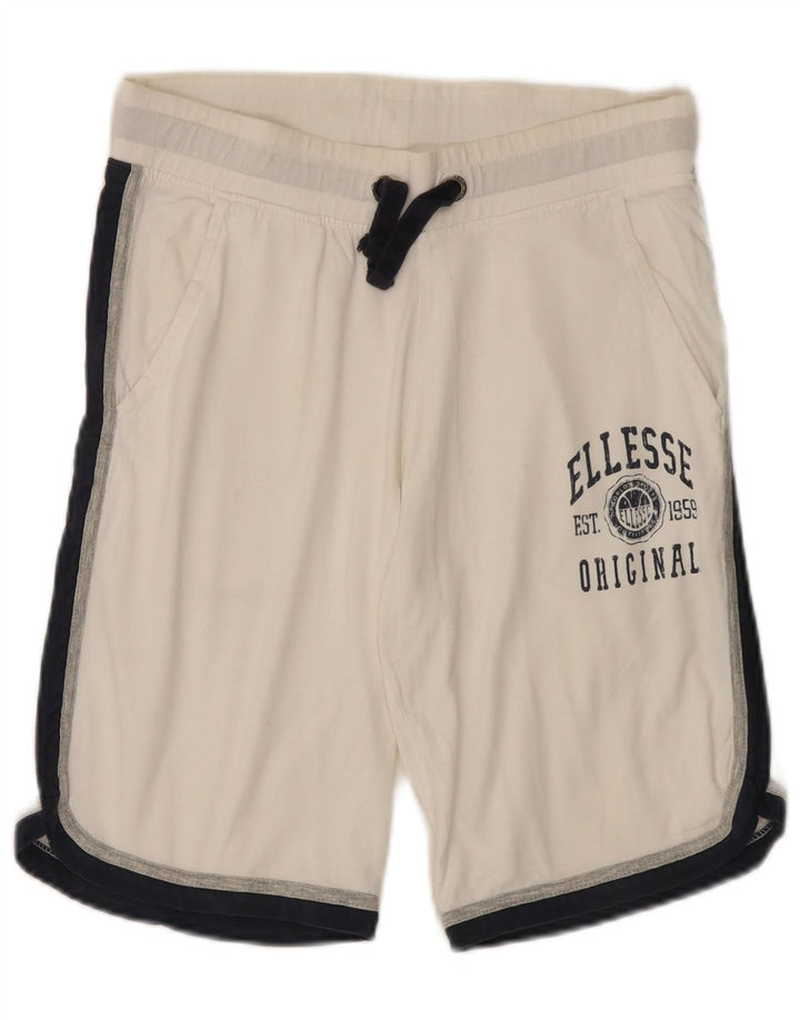 Ellesse Herren Graphic Sport Shorts Mittelweiße Colourblock-Baumwolle