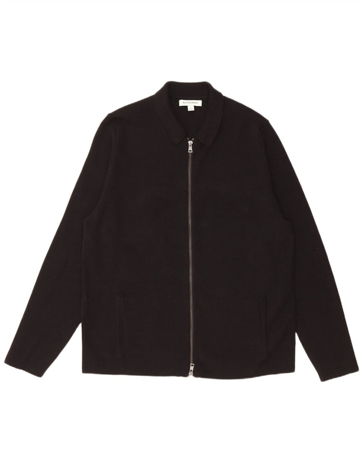 Marks & Spencer Herren-Autograph-Strickjacke, groß, aus schwarzer Baumwolle