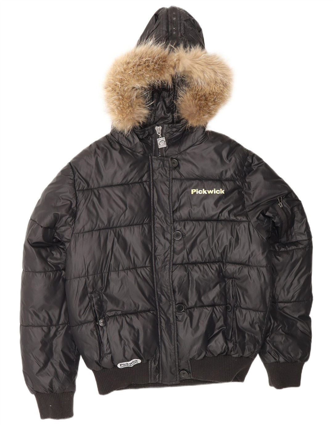 PICKWICK Wattierte Damenjacke mit Kapuze, UK 18 XL, schwarzes Nylon