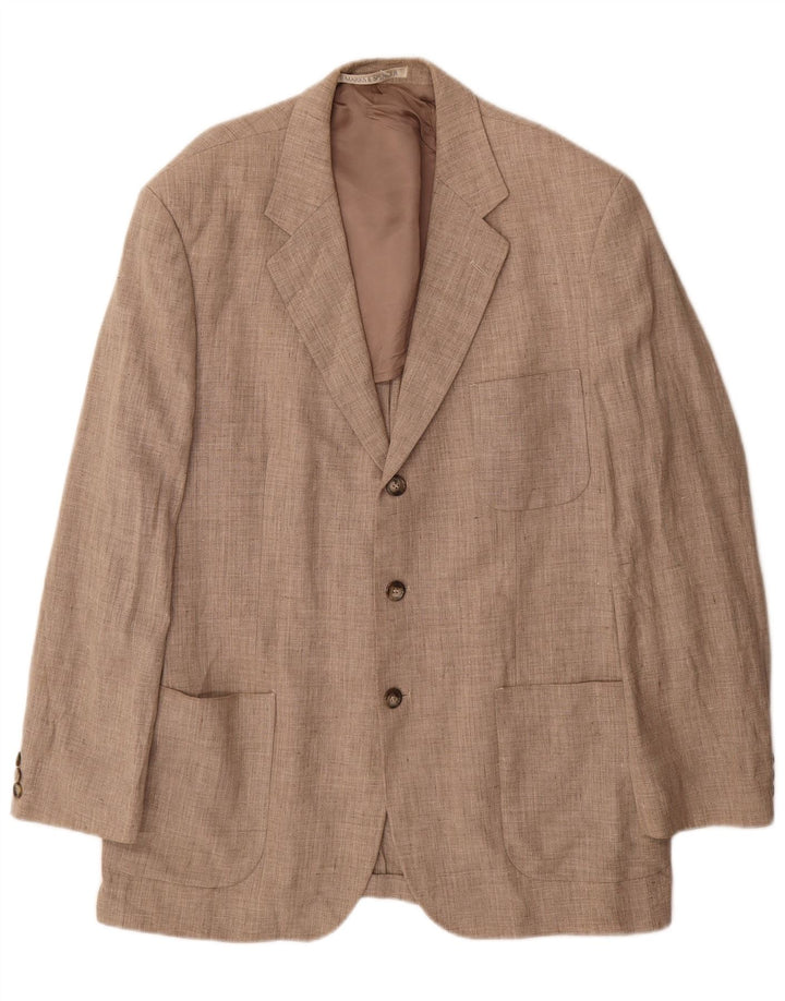 Marks & Spencer Herren-Blazer mit 3 Knöpfen, Gr. 42, Größe L, Beige, Leinen