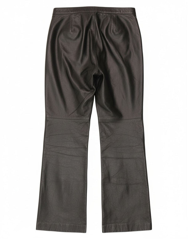 Vintage Damen Bootcut-Lederhose IT 44 Medium W28 L30 Schwarzes Leder