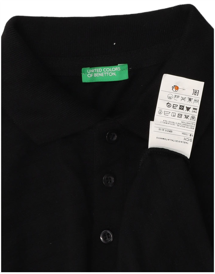 BENETTON Herren-Poloshirt, klein, schwarz gestreift, Baumwolle