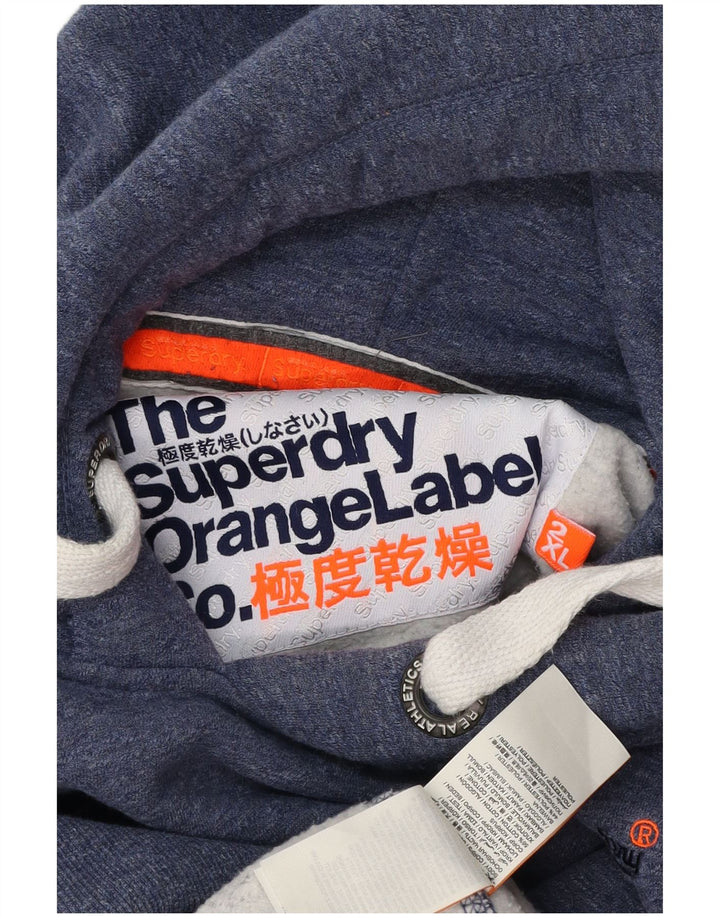 SUPERDRY Herren-Kapuzenpullover 2XL aus blau gefleckter Baumwolle