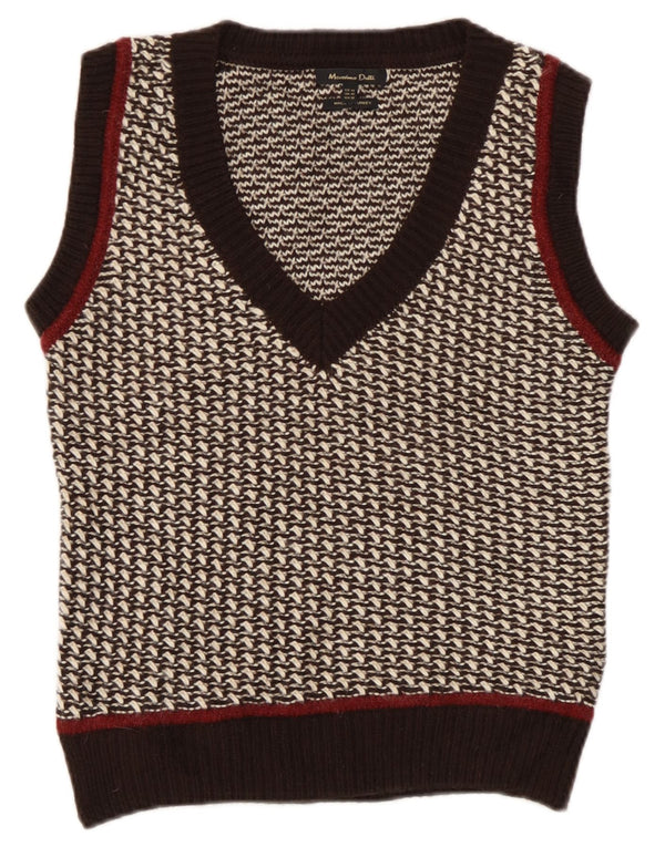 Massimo Dutti Damen Weste Tank Top UK 6 XS Braun geflecktes Acryl