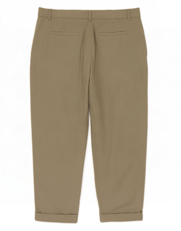 Gerade Chino-Hose für Damen von Zara, EU 42, Größe L, W32, L26, Khaki, Leinen