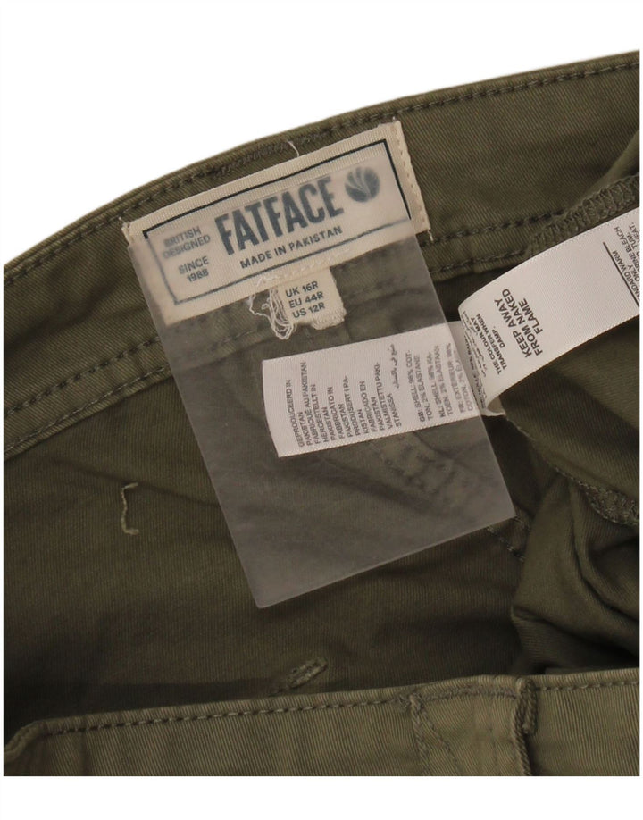 FAT FACE Damen-Cargohose mit weitem Bein, UK 16, Größe L W36 L29, Khaki, Baumwolle