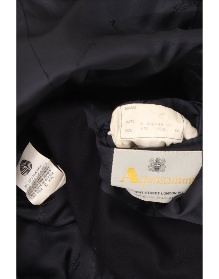 Aquascutum Herren-Blazer mit 2 Knöpfen, IT 46, kleine marineblaue Wolle