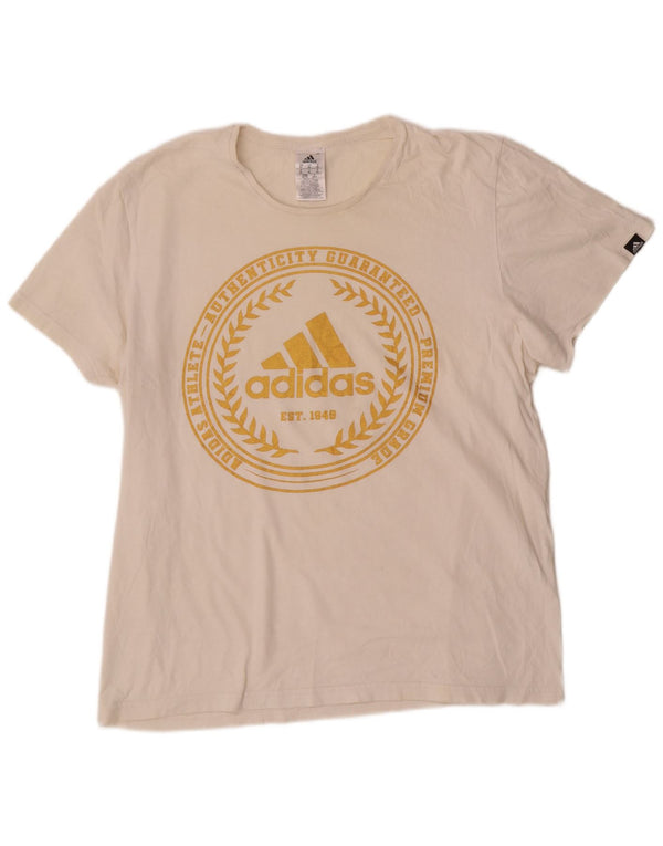 Adidas Herren Grafik T-Shirt Top XL Off White Baumwolle