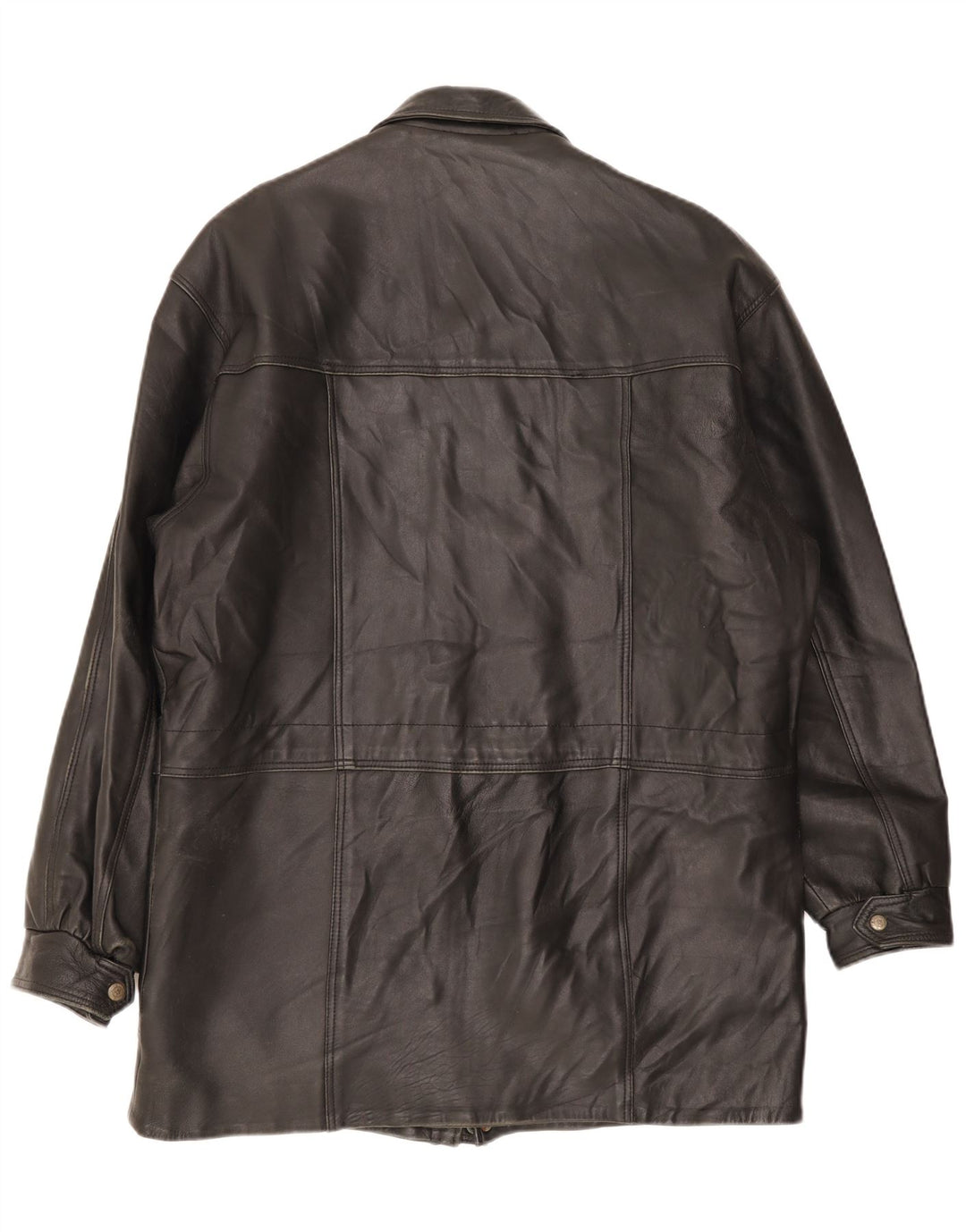 Vintage Herren Ledermantel UK 40 Large Schwarz