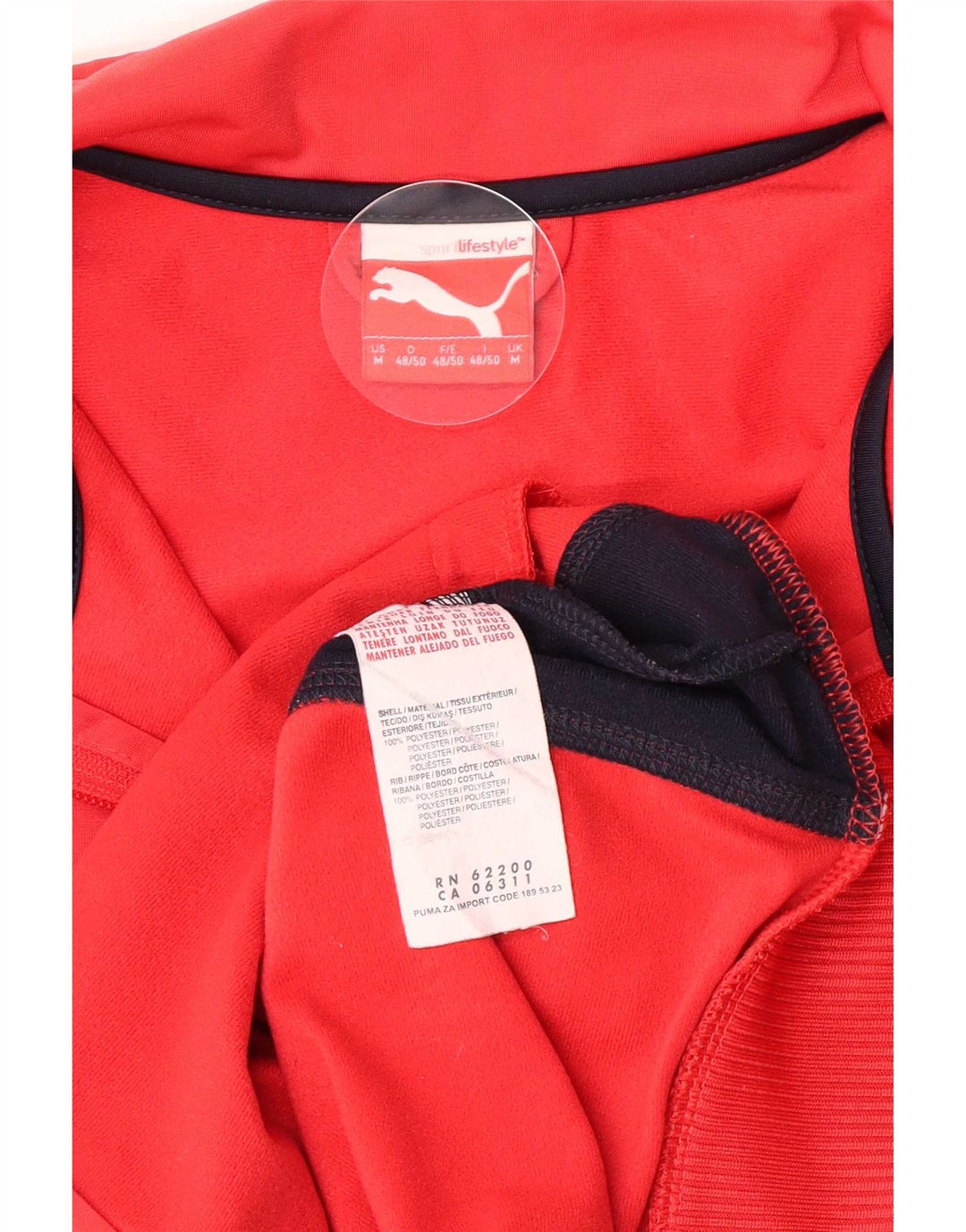 Puma Herren-Trainingsanzug-Top-Jacke aus mittelrotem Colourblock-Polyester
