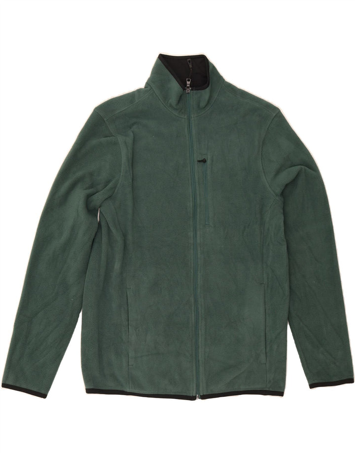 MARKS & SPENCER Mens Fleece Jacket Small Green Polyester Vintage Marks & Spencer and Second-Hand Marks & Spencer from Messina Hembry 