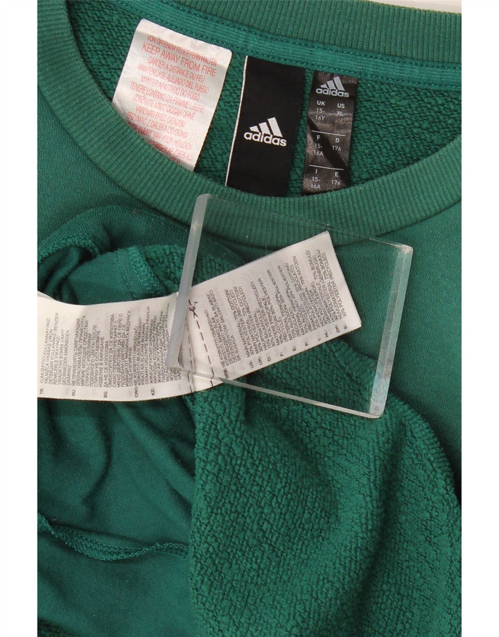 Adidas Jungen Sweatshirt Pullover 15-16 Jahre grüne Baumwolle