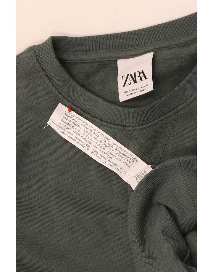 Zara Herren-Sweatshirt-Pullover, klein, grüne Baumwolle
