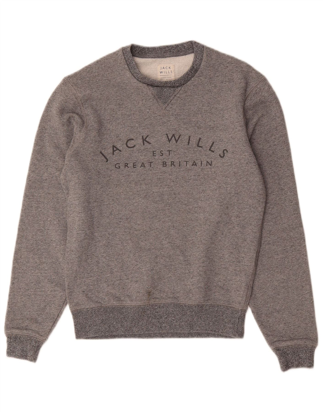 Jack Wills Herren-Sweatshirt mit Grafik, XS, grau gefleckte Baumwolle