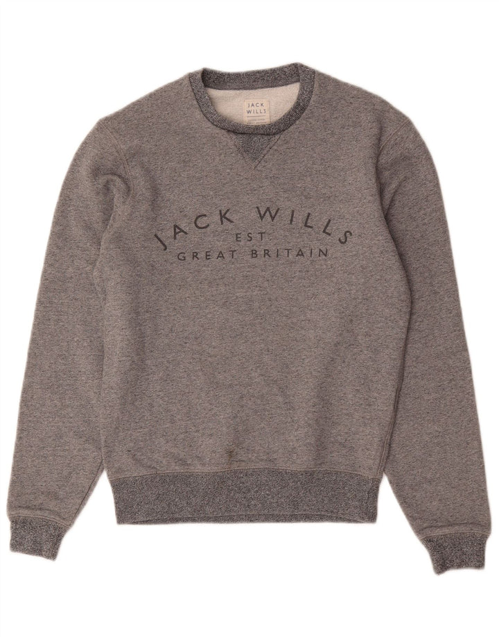 Jack Wills Herren-Sweatshirt mit Grafik, XS, grau gefleckte Baumwolle