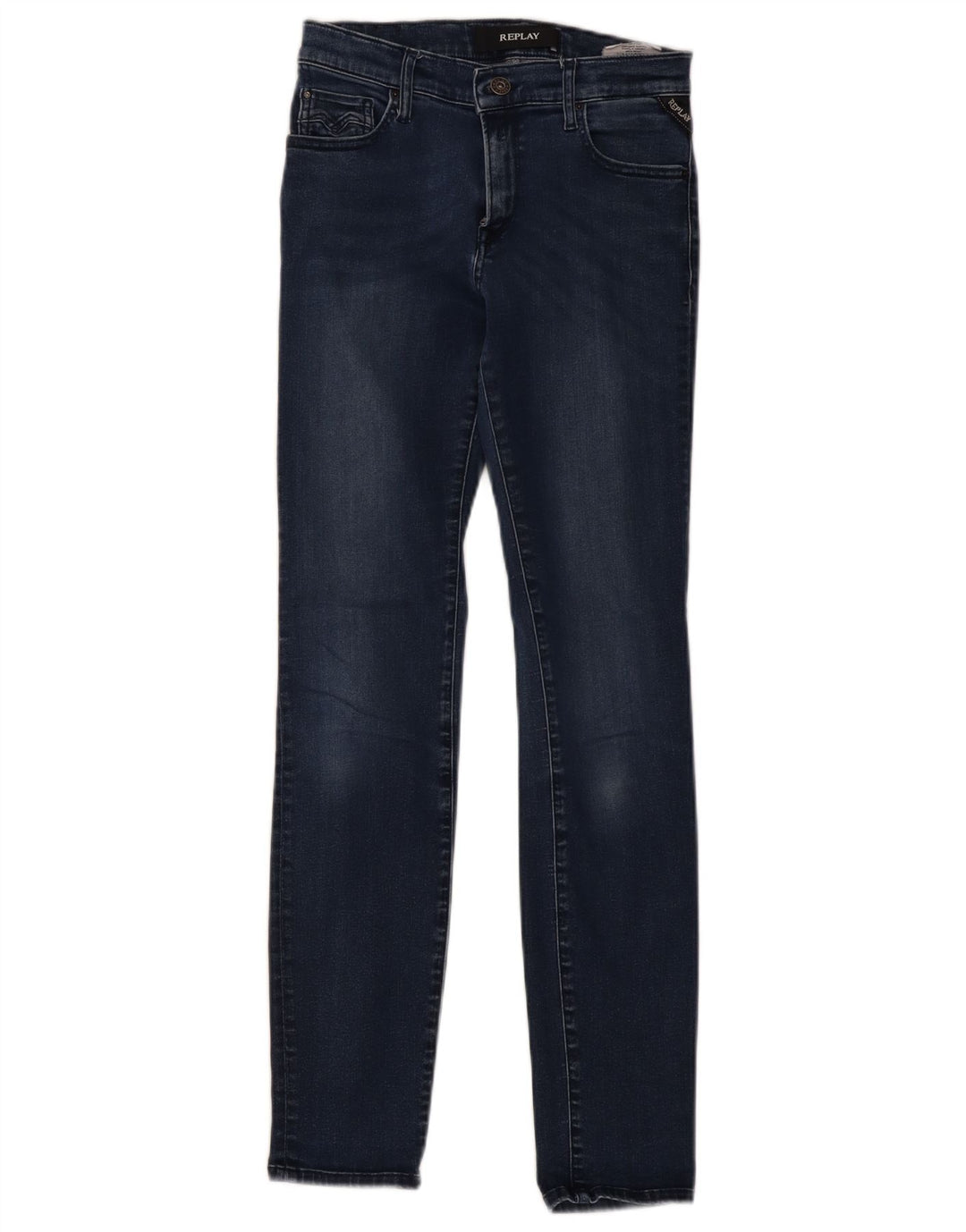 REPLAY Damen Skinny Jeans W26 L30 Blaue Baumwolle
