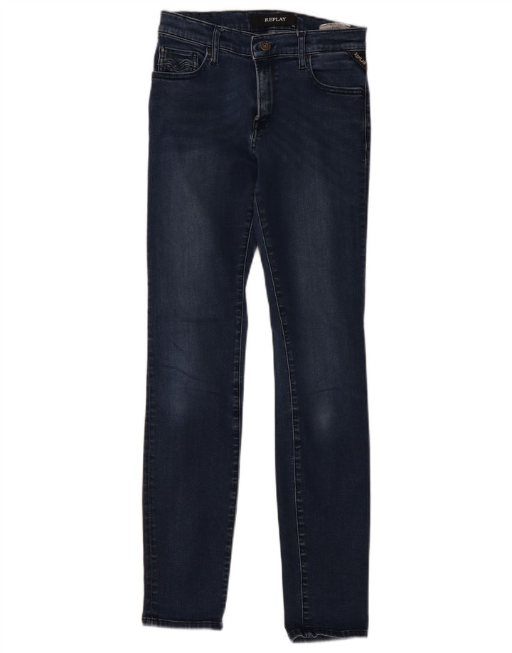 REPLAY Damen Skinny Jeans W26 L30 Blaue Baumwolle