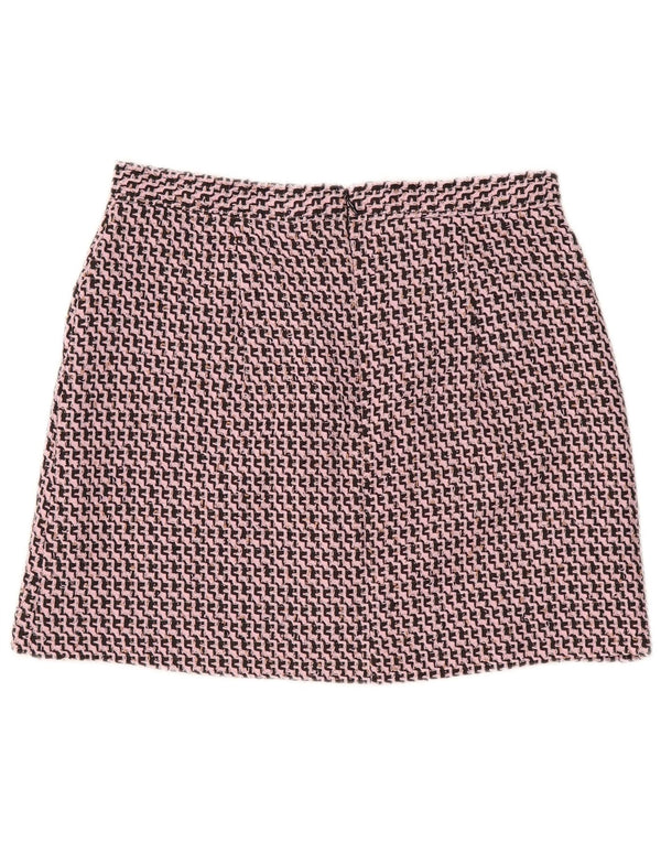 Topshop Damen Minirock UK 14 Large W32 Pink Chevron Polyester