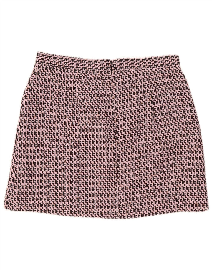 Topshop Damen Minirock UK 14 Large W32 Pink Chevron Polyester