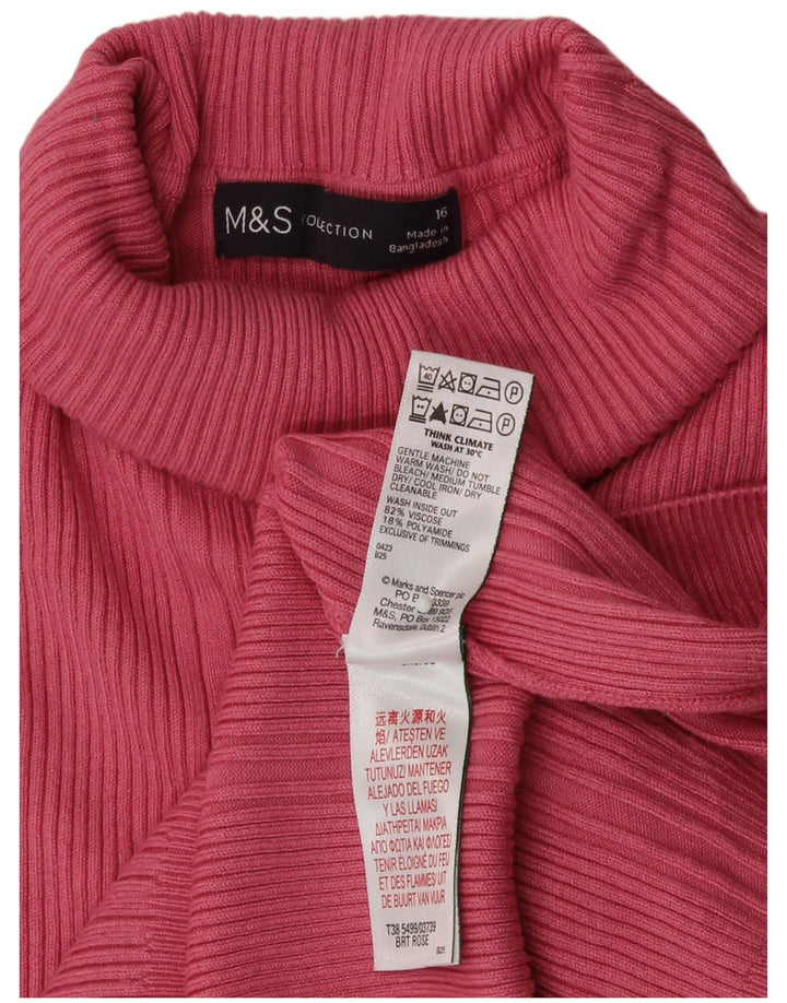 Marks & Spencer Damen-Pullover mit Rollkragen, Gr. 16, Größe L, Rosa, Viskose