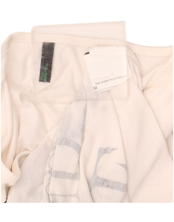 BENETTON Damen-Top mit Grafik, 3/4-Ärmel, UK 12, Mittelweiß
