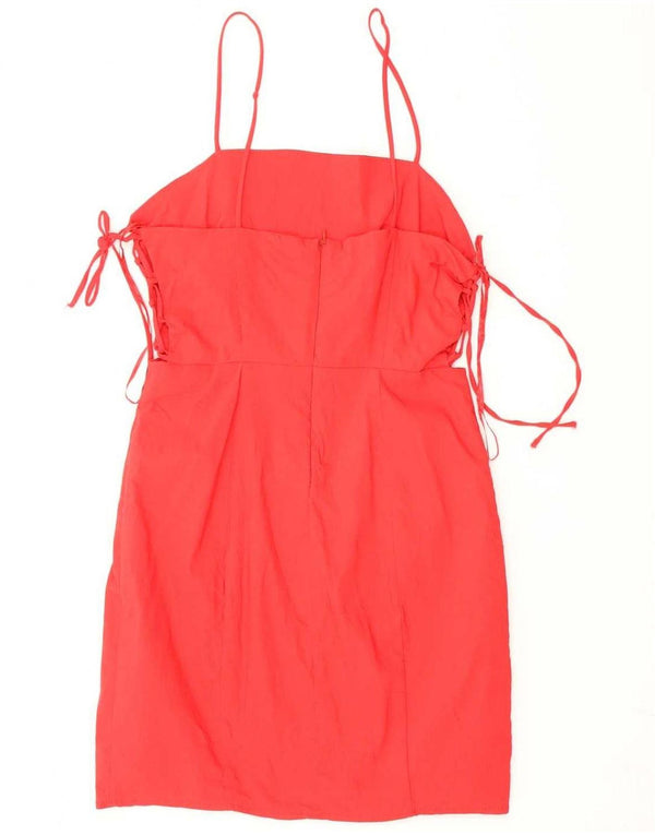 Zara Damen Sommerkleid UK 12 Mittelrote Baumwolle