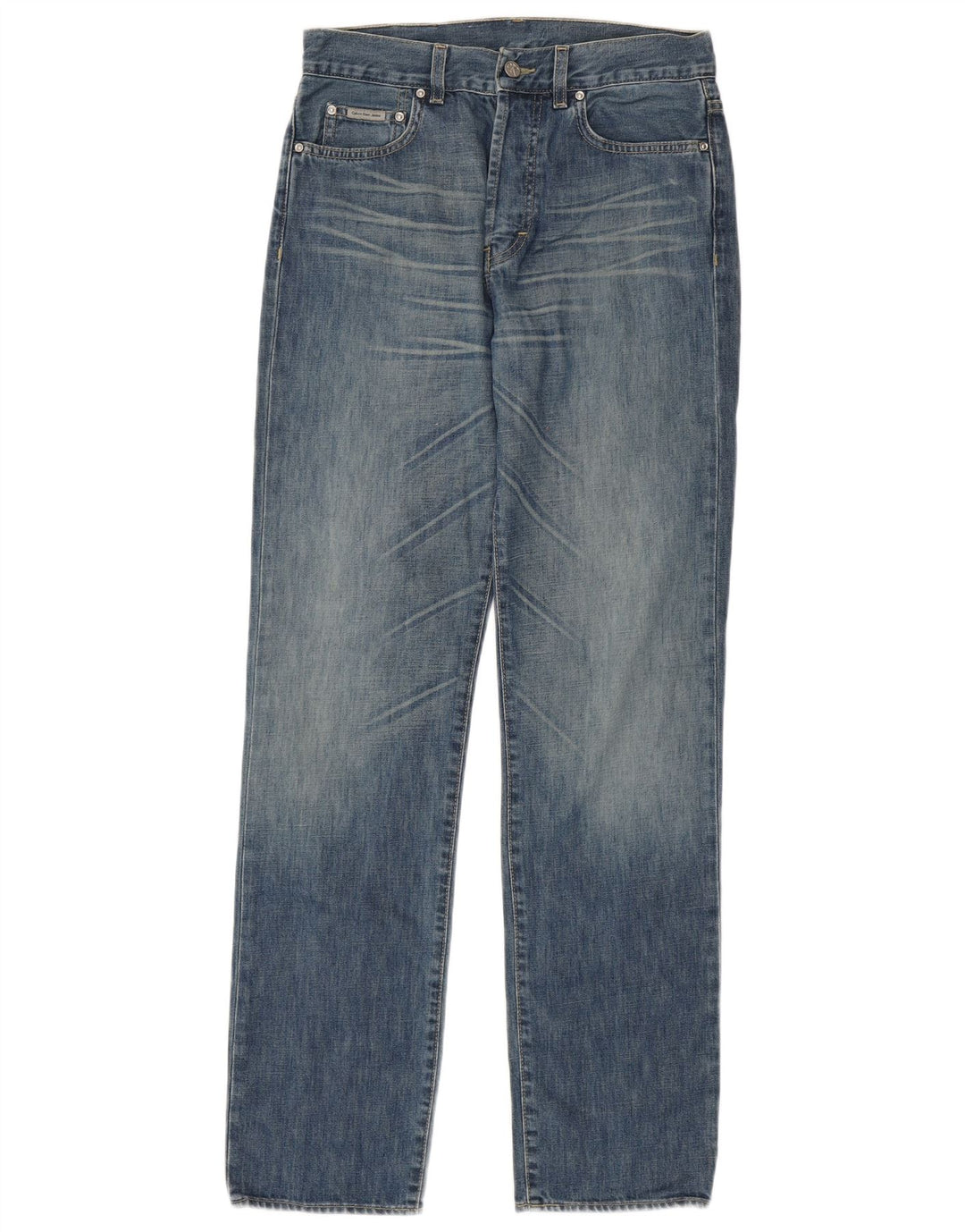 Calvin Klein Herren Straight Jeans W30 L34 Blaue Baumwolle