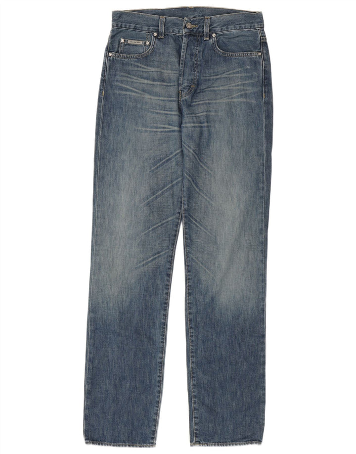 Calvin Klein Herren Straight Jeans W30 L34 Blaue Baumwolle