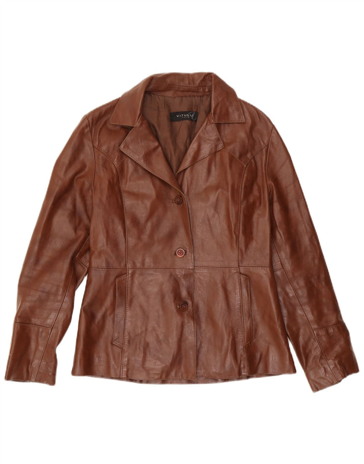 Vintage Damen Lederjacke UK 12 Mittelbraunes Leder