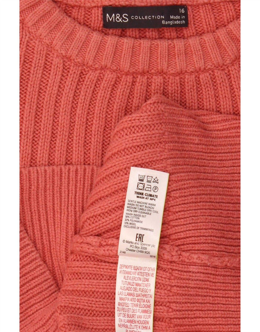 Marks & Spencer Damen-Pullover mit Rundhalsausschnitt, Gr. 16, Rosa