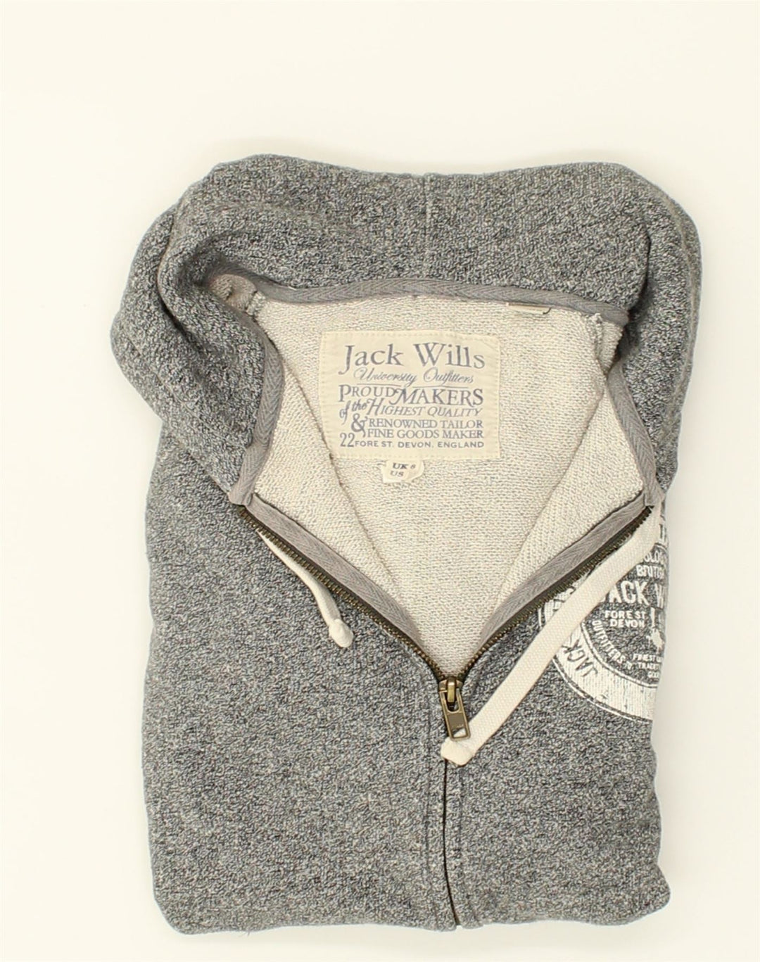 JACK WILLS Womens Zip Hoodie Sweater UK 8 Small  Grey Cotton | Vintage Jack Wills | Thrift | Second-Hand Jack Wills | Used Clothing | Messina Hembry 