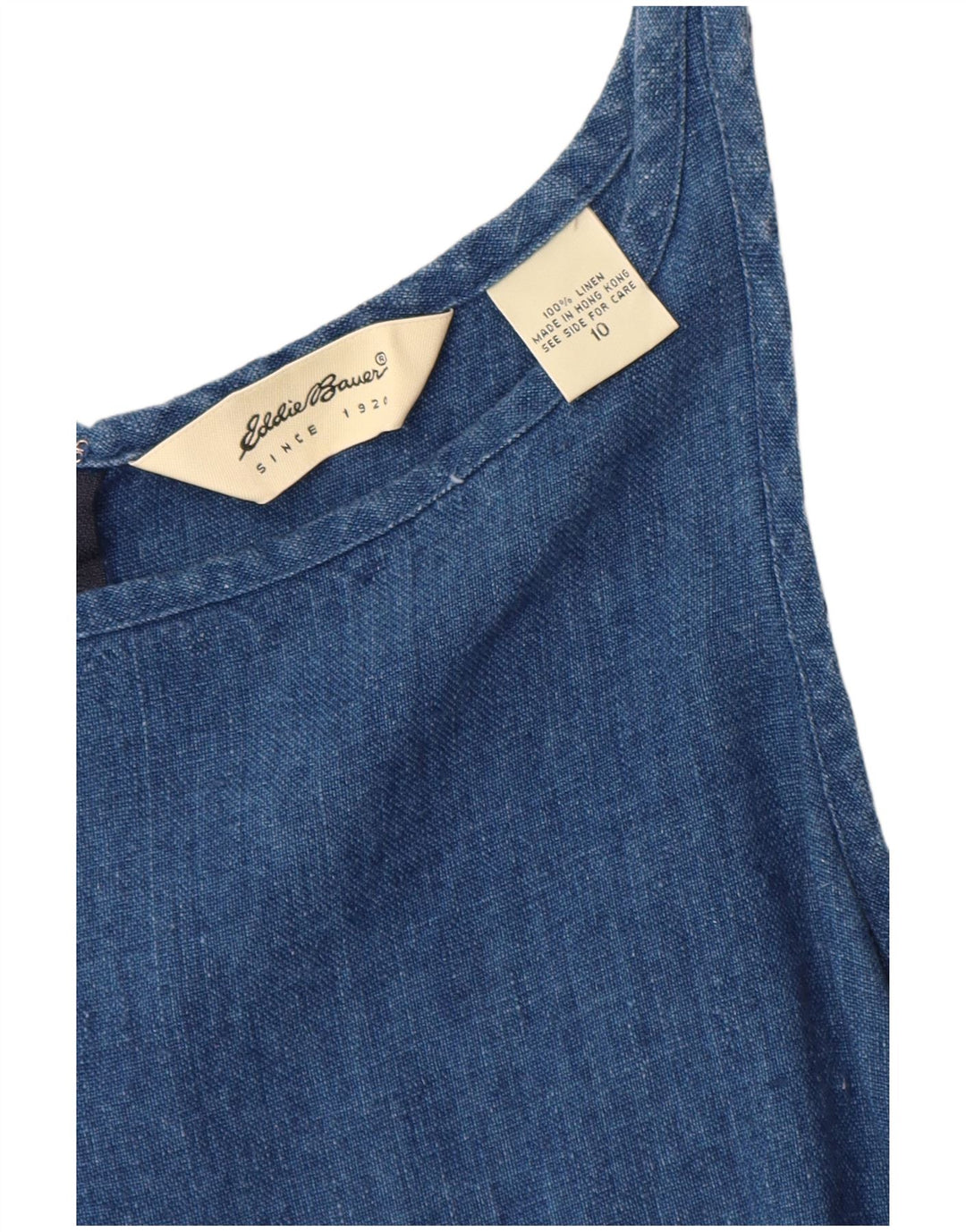 EDDIE BAUER Damen Ärmelloses Etuikleid US 10 Großes blaues Leinen