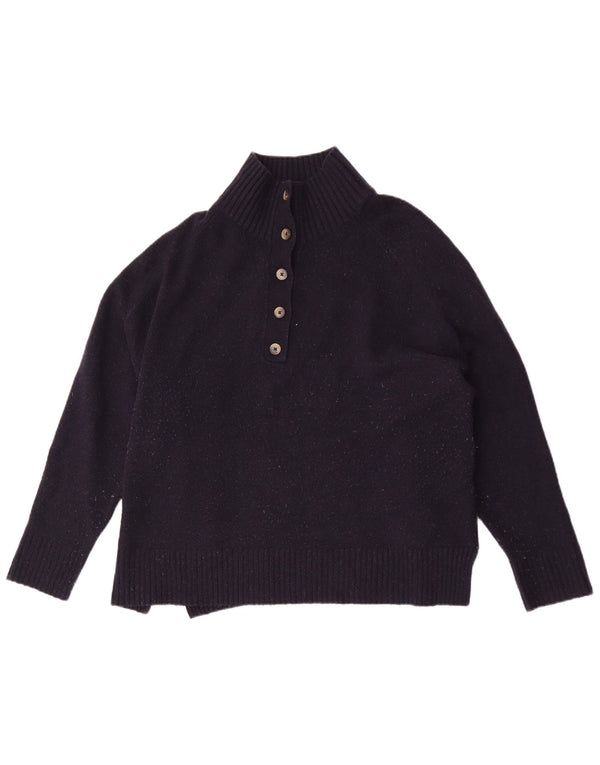 Zara Damen-Pullover, übergroß, Knopfkragen, Gr. 16, Marineblau