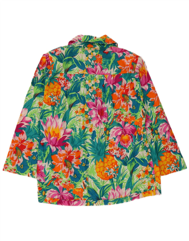 Vintage Damen 2-Knopf-Blazerjacke UK 16 Großes mehrfarbiges Blumenmuster