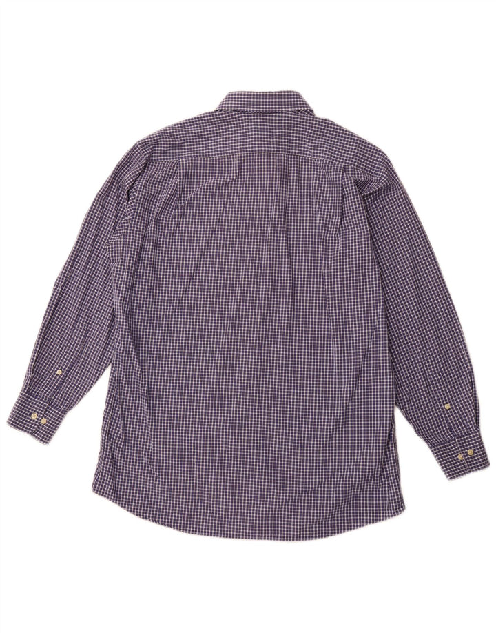 TOMMY HILFIGER kariertes Herrenhemd, Größe 15 1/2, mittelmarineblaue Baumwolle