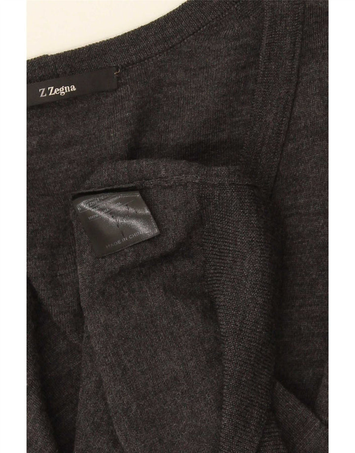 Z ZEGNA Damen-Cardigan-Pullover US 6 Mittelgraue Wolle