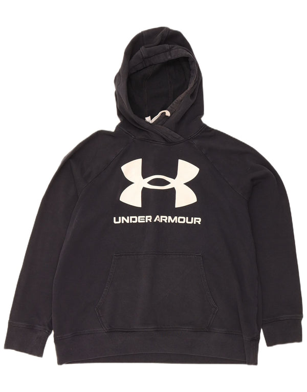 Under Armour Damen Graphic Hoodie Pullover UK 16 Large Marineblau Baumwolle