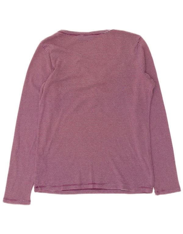 Esprit Damen Top Langarm UK 14 Large Lila Nadelstreifen Baumwolle
