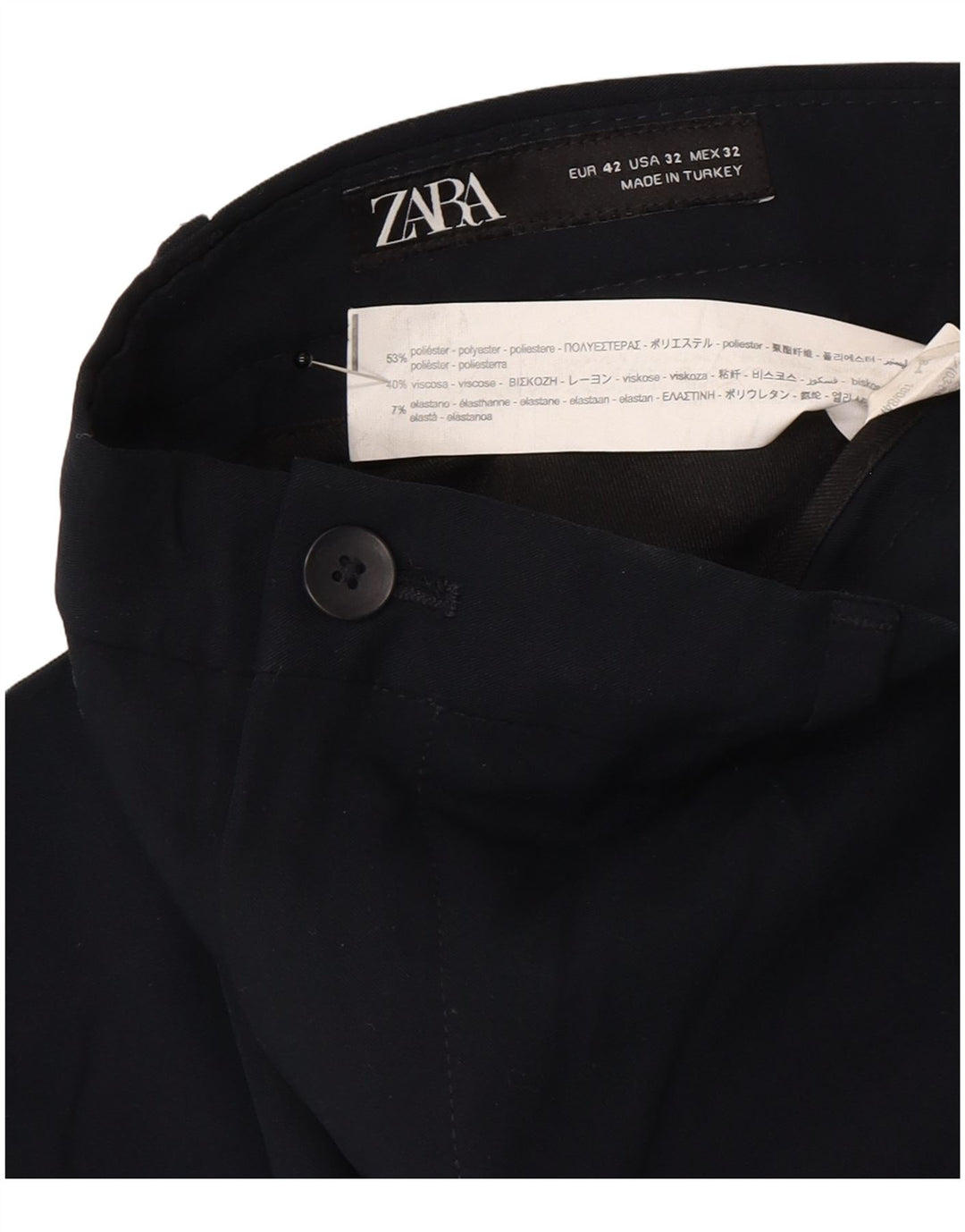 Zara Slim Chino-Hose für Herren, EU 42, Größe L, W32, L29, Marineblau, Polyester