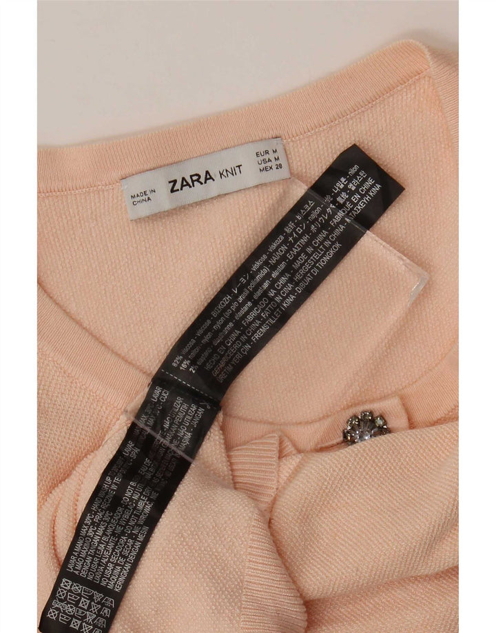 Zara Damen Strickjacke UK 12 Mittelrosa Viskose