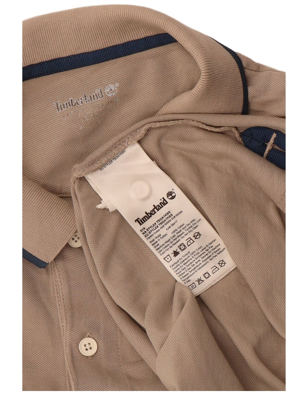 Timberland Herren Poloshirt XL Beige Baumwolle