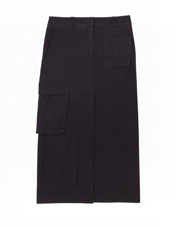 Cos Damen Midi-Cargorock EU 36 Small W30 Marineblaue Baumwolle